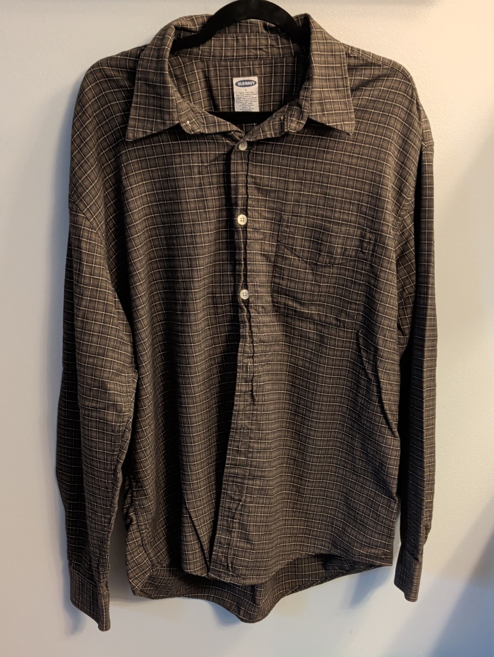 🍉Old Navy Men's Brown Plaid Button-Down Shirt